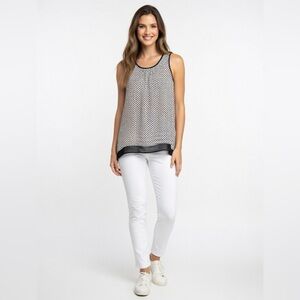 Daniel Rainn Black and White Polka Dot Sleeveless Tank Top